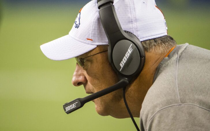 Vic Fangio last Thursday night. Credit: Troy Wayrynen, USA TODAY Sports.