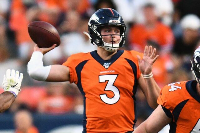 Drew Lock. Credit: Ron Chenoy, USA TODAY Sports.