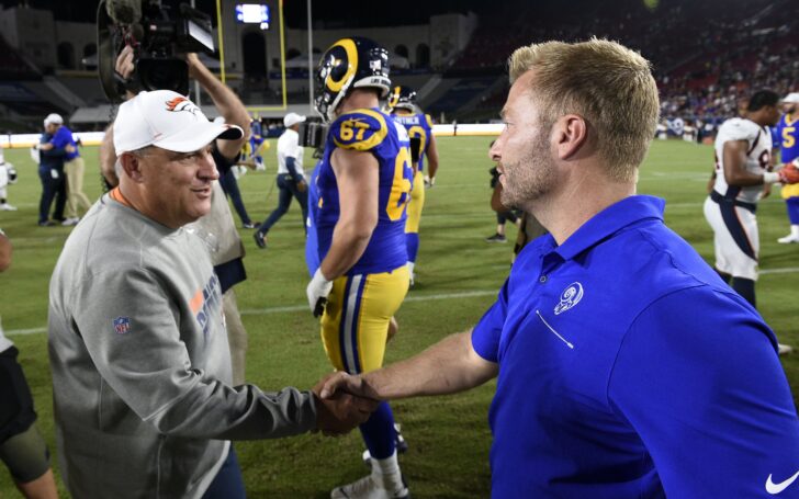 Vic Fangio and Sean McVay. Credit: Kevin Kuo, USA TODAY Sports.