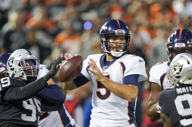 Joe Flacco rushed and stripped against the Raiders. Credit: Kyle Terada, USA TODAY Sports.