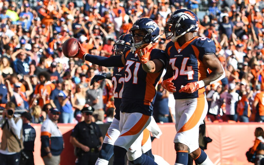 Justin Simmons. Credit: Ron Chenoy, USA TODAY Sports.