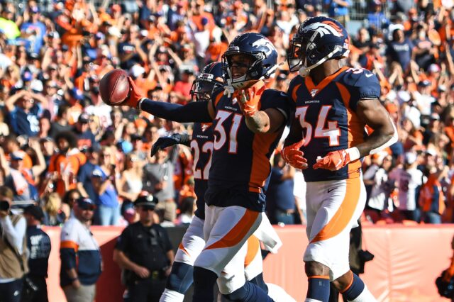 Justin Simmons. Credit: Ron Chenoy, USA TODAY Sports.