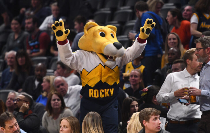 Denver Nuggets mascot Rocky during the first quarter of the game against the Chicago Bulls at the Pepsi Center.