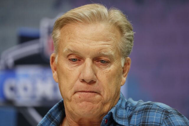 John Elway at the Combine. Credit: Brian Spurlock, USA TODAY Sports.