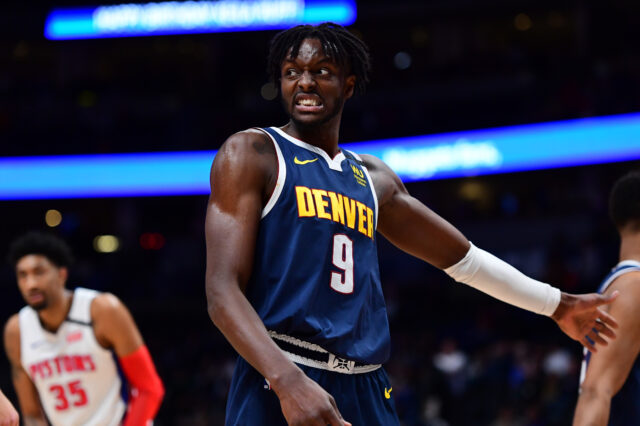 Denver Nuggets forward Jerami Grant (9) celebrates defeating the against the Detroit Pistons at the Pepsi Center.