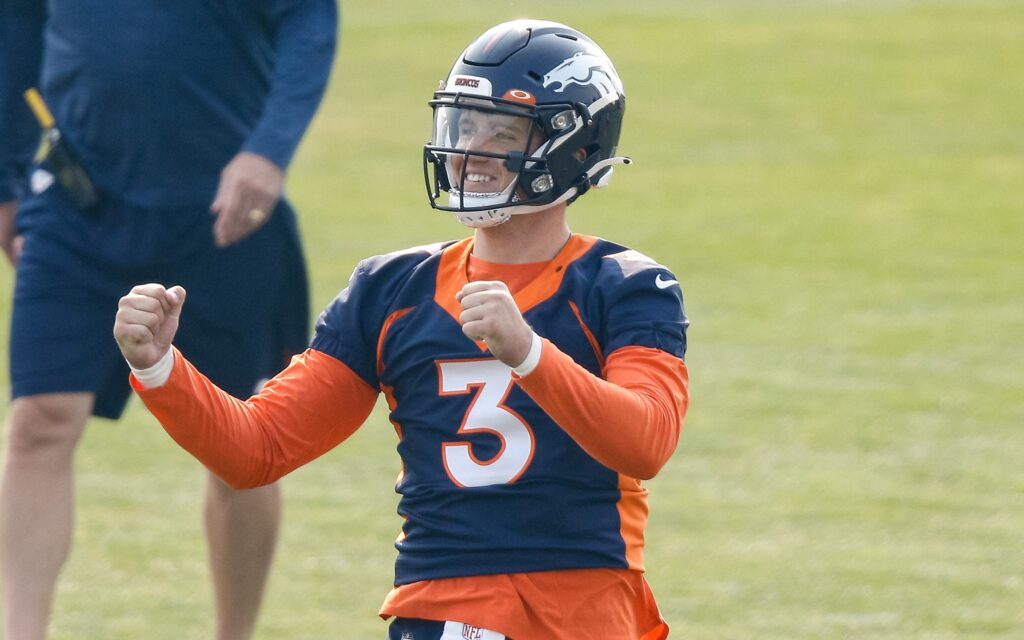 Drew Lock in practice on Aug. 24. Credit: Isaiah J. Downing, USA TODAY Sports.