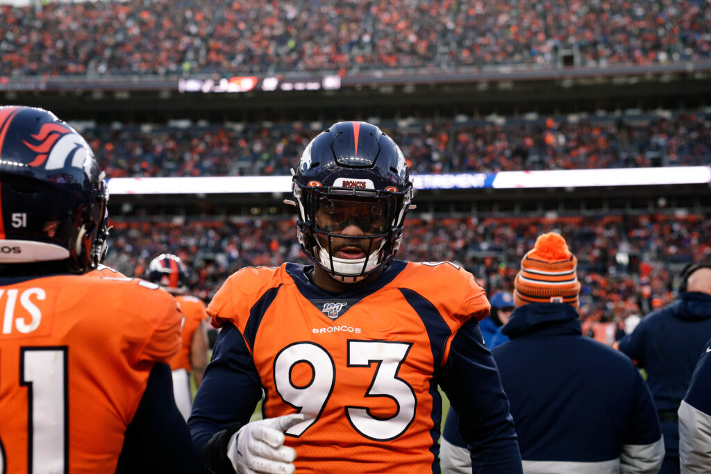 Denver Broncos defensive end Dre'Mont Jones (93) in the third quarter against the Oakland Raiders at Empower Field at Mile High.