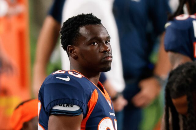 Michael Ojemudia on the sideline. Credit: Isaiah J. Downing, USA TODAY Sports.