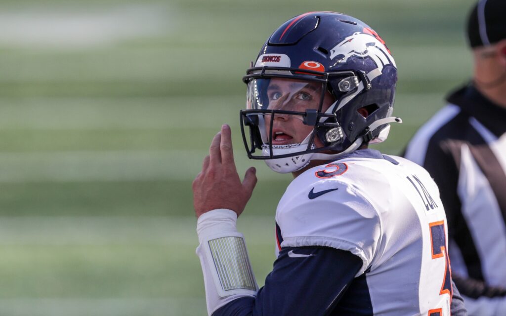 Drew Lock. Credit: Paul Rutherford, USA TODAY Sports.