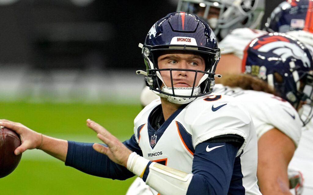 Drew Lock. Credit: Kirby Lee, USA TODAY Sports.