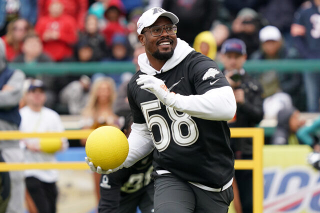 Denver Broncos linebacker Von Miller (58) during the dodgeball competition at the Pro Bowl Skills Showdown at ESPN Wide World of Sports.