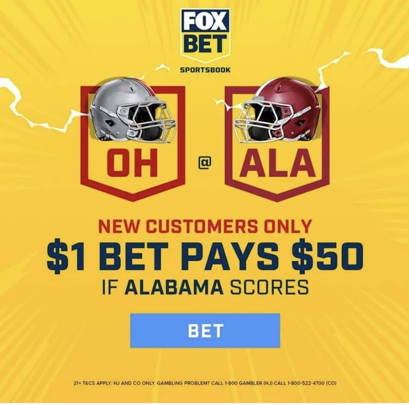 grab 50-1 odds alabama score point national championship fox bet