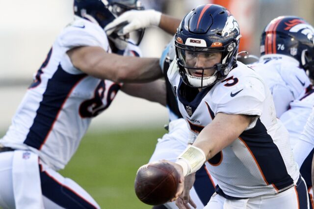 Drew Lock play-action. Credit: Bob Donnan, USA TODAY Sports.