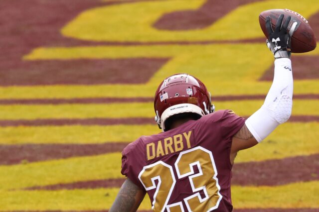 Ronald Darby scores on a fumble. Credit: Geoff Burke, USA TODAY Sports.