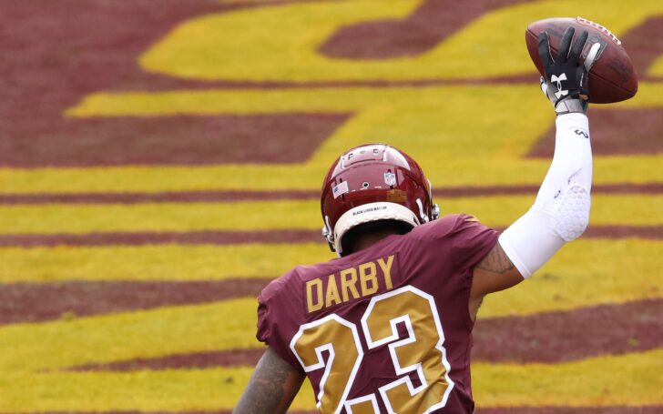 Ronald Darby scores on a fumble. Credit: Geoff Burke, USA TODAY Sports.