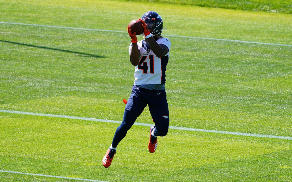 Denver Broncos safety Jamar Johnson (41) during organized team activities at the UCHealth Training Center.