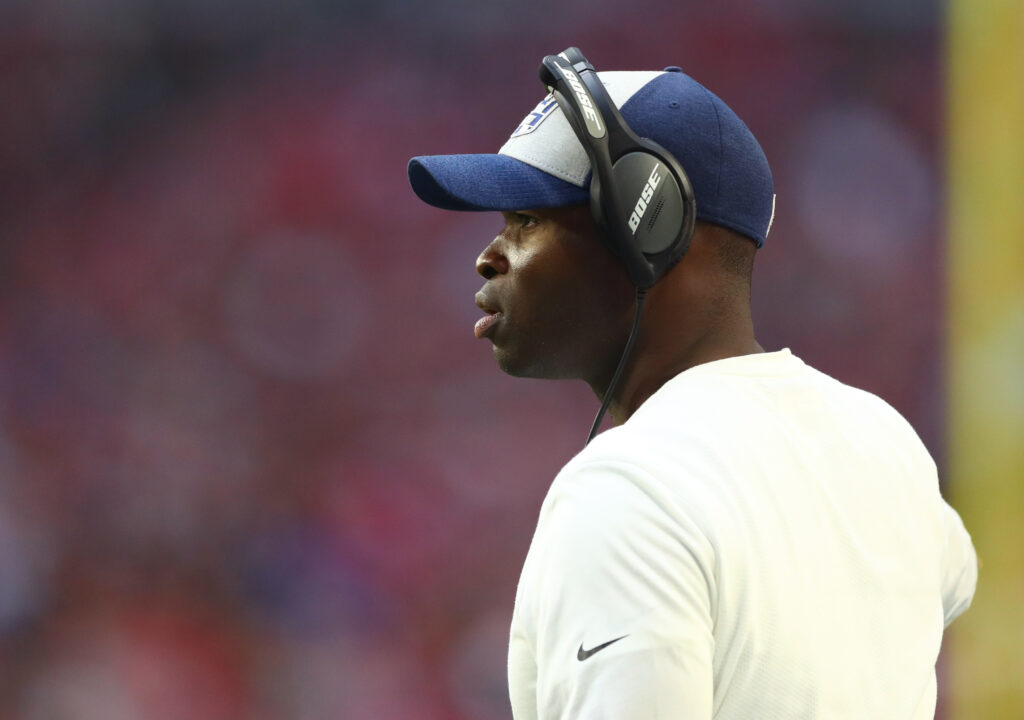 Dec 23, 2018; Glendale, AZ, USA; Los Angeles Rams safeties coach Ejiro Evero against the Arizona Cardinals at State Farm Stadium.