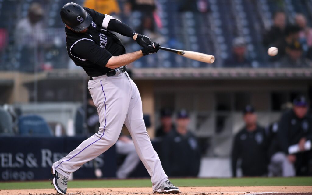 CJ Cron hits a home run. Credit: Orlando Ramirez, USA TODAY Sports.