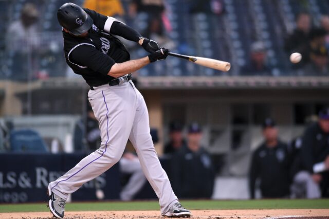 CJ Cron hits a home run. Credit: Orlando Ramirez, USA TODAY Sports.