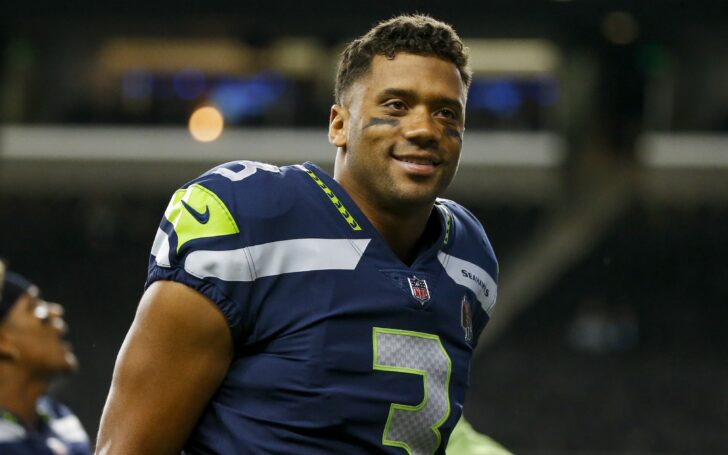 Russell Wilson after a preseason game. Credit: Joe Nicholson, USA TODAY Sports.