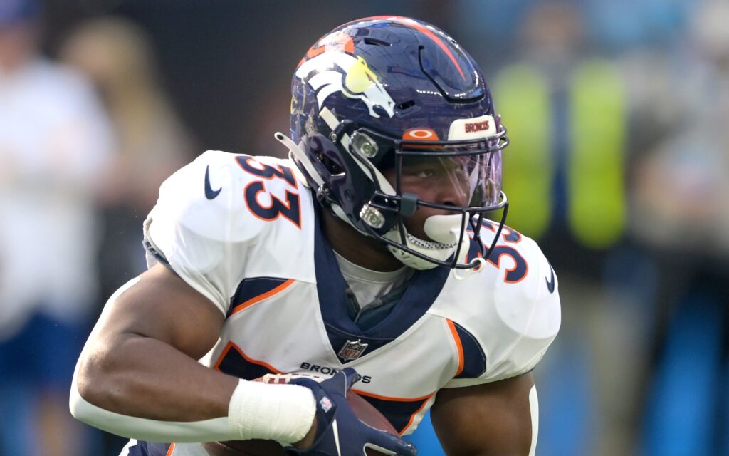 Javonte Williams runs. Credit: Jayne Kamin-Oncea, USA TODAY Sports.