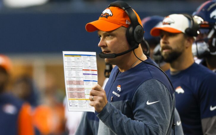 Nathaniel Hackett in his first game as head coach. Credit: Joe Nicholson, USA TODAY Sports.