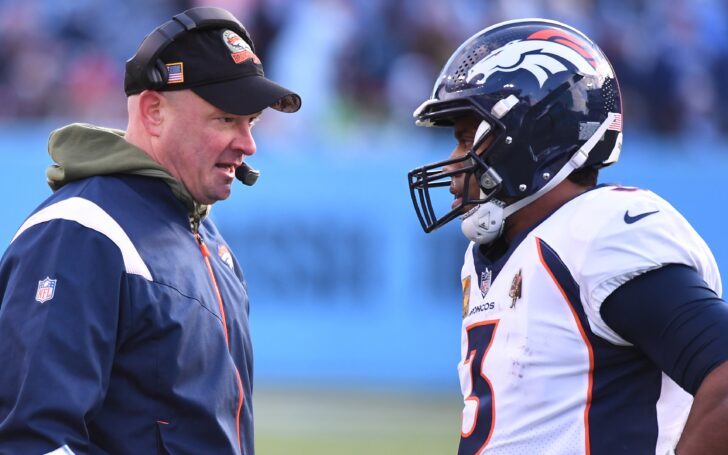 Nathaniel Hackett and Russell Wilson in Tennessee. Credit: Chris Hanewinckel, USA TODAY Sports.