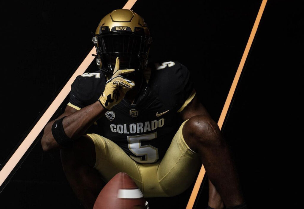 Colorado Buffaloes LB Demouy Kennedy poses for a photo at the University of Colorado