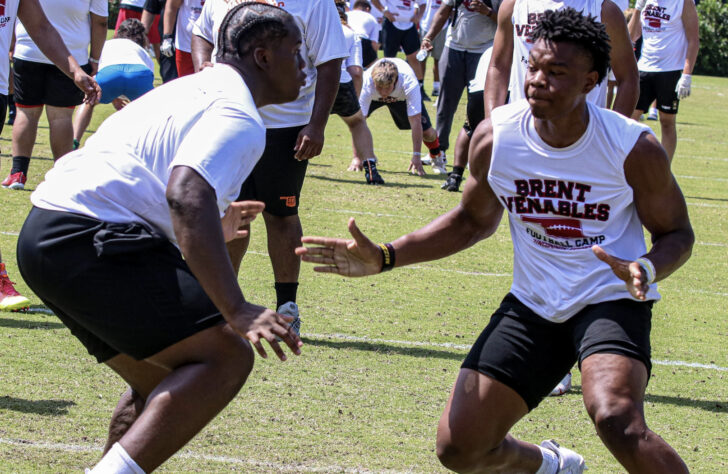 Williams Nwaneri at Brett Venables Football Camp in Oklahoma. Photo courtesy of Rivals.com...Coach Prime