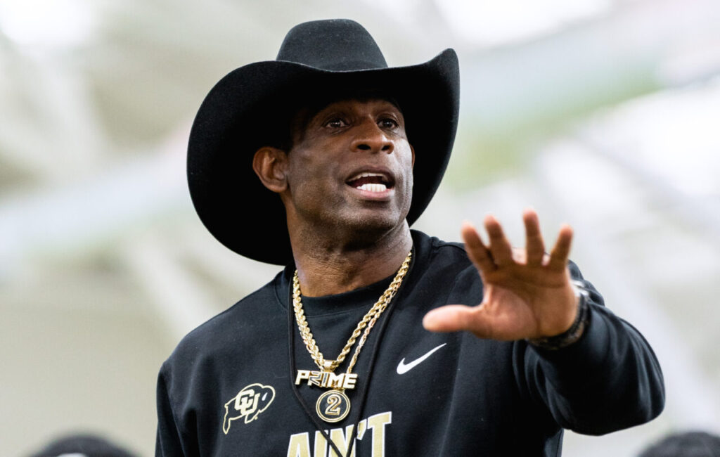 Coach Prime provides coaching at the Colorado Buffaloes (CU Buffs) Spring Practice Photo courtesy of the University of Colorado Athletic Department