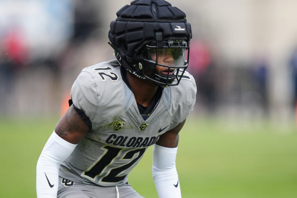 Colorado Buffaloes cornerback Travis Hunter (12) during the first half of a spring game at Folsom Field.