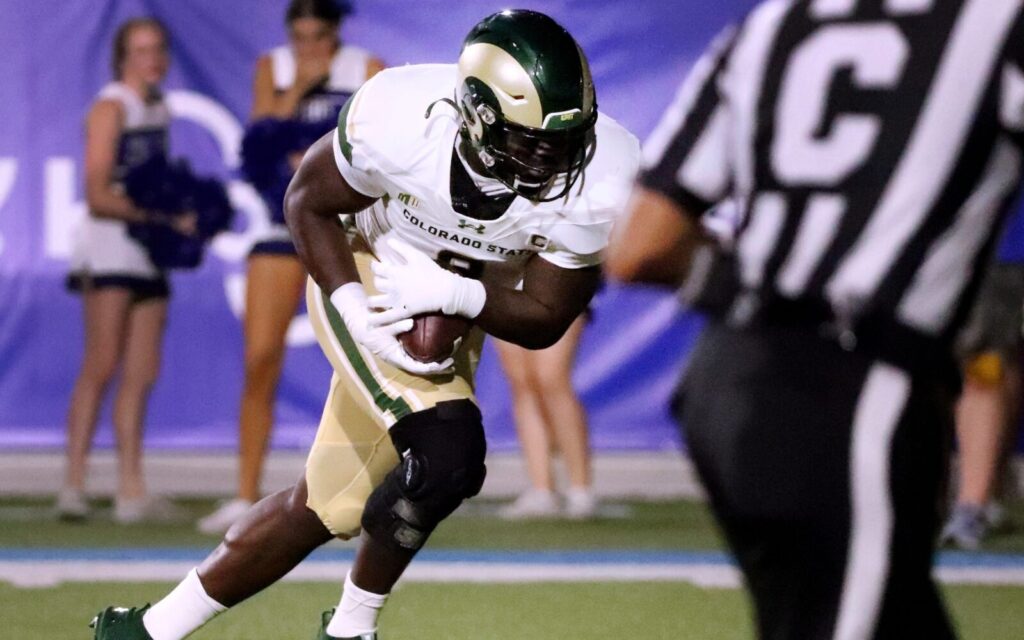 Mohamed Kamara runs a fumble into the end zone against Middle Tennessee State.