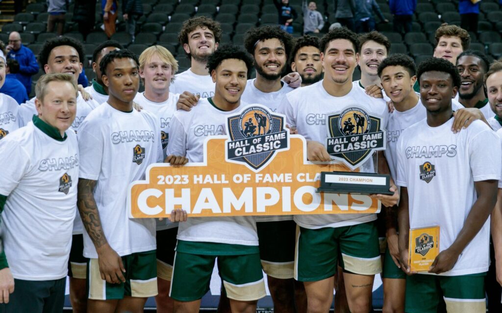 Colorado State celebrates their Hall of Fame Classic win.