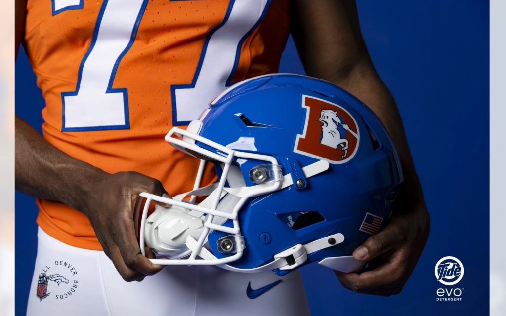 Denver Broncos throwback helmet.