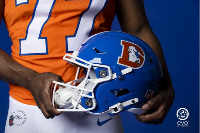 Denver Broncos throwback helmet.