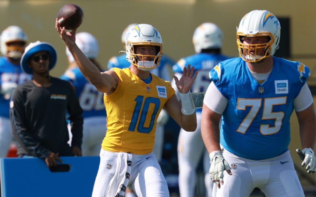 Justin Herbert in training camp.