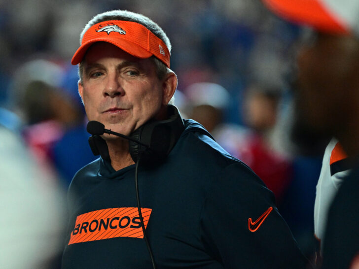 Denver Broncos Head Coach Sean Payton stands near the bench before the game against the Indianapolis Colts at Lucas Oil Stadium. Mandatory Credit: Marc Lebryk-USA TODAY Sports