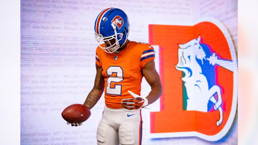 Cornerback Pat Surtain II during production day for the unveiling of the Denver Broncos' new throwback uniforms. Photo by Ben Swanson / Denver Broncos