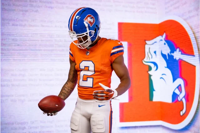 Cornerback Pat Surtain II during production day for the unveiling of the Denver Broncos' new throwback uniforms. Photo by Ben Swanson / Denver Broncos