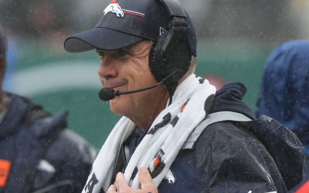 East Rutherford, NJ -- September 29 -- Denver head coach Sean Payton in the first half as the Denver Broncos edged the New York Jets 10-9 at MetLife Stadium.