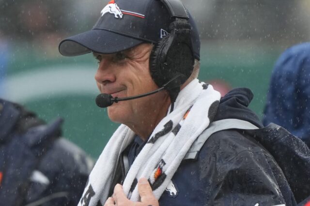 East Rutherford, NJ -- September 29 -- Denver head coach Sean Payton in the first half as the Denver Broncos edged the New York Jets 10-9 at MetLife Stadium.