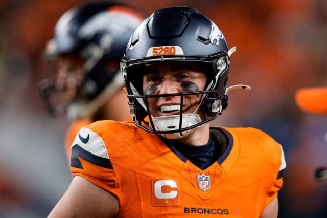 Denver Broncos quarterback Bo Nix (10) in the fourth quarter against the Indianapolis Colts at Empower Field at Mile High.