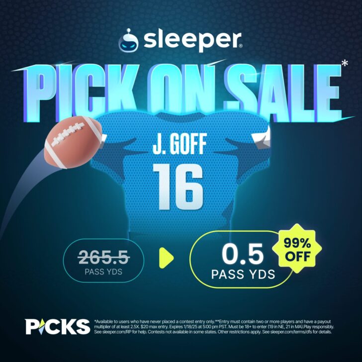 Sleeper Fantasy Promo Code bonus Jared Goff vs. Commanders