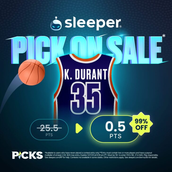 Sleeper Fantasy promo code bonus Kevin Durant 2/7/25