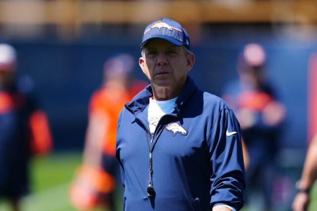Sean Payton at Broncos rookie minicamp.
