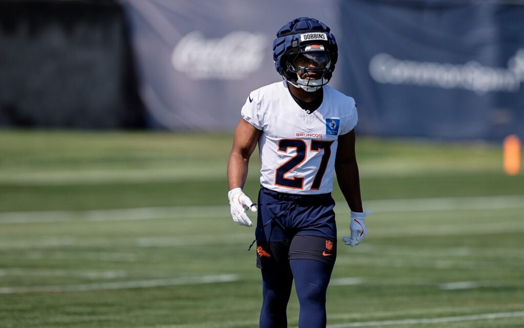 J.K. Dobbins at Denver Broncos training camp in late July.