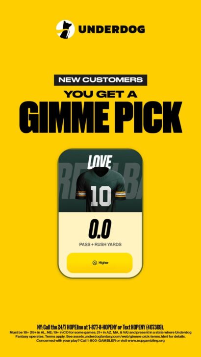 Jordan Love Underdog promo for NFL week 8